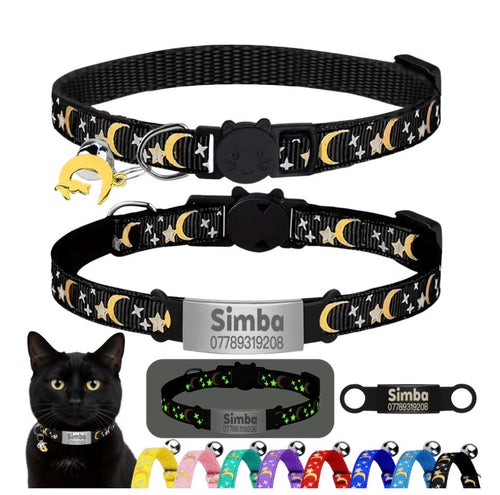 Collier personnalisé pour chat avec clochette et gravure – photo 1